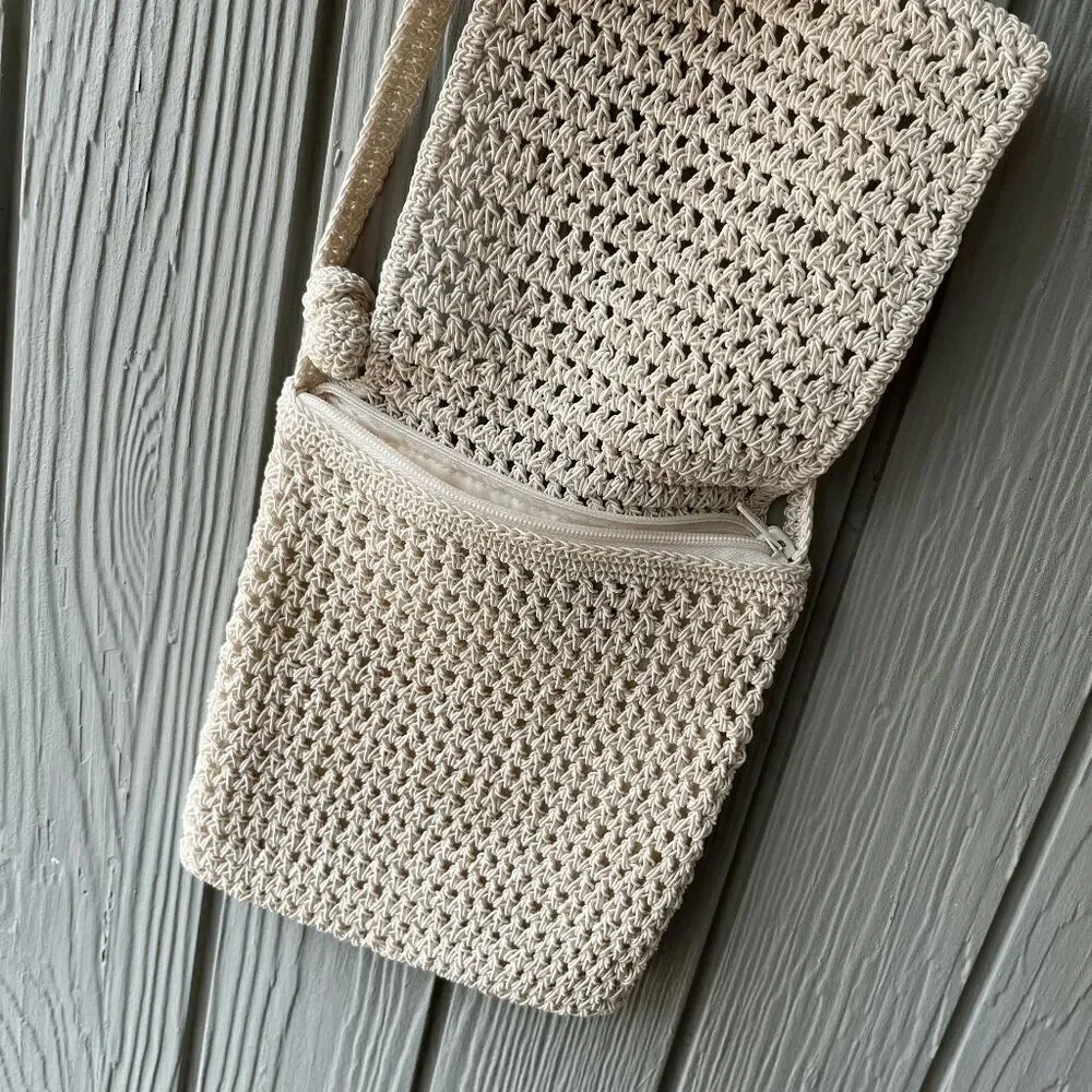 Xhilaration Y2K Crochet Shoulder Bag Cream Boho Mini Crossbody Purse